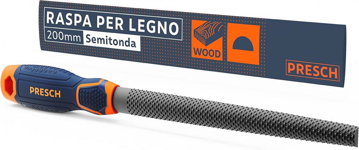Houten Rasp Halfrond 200 mm - Dubbelzijdige H2 Snede voor Houtbewerking