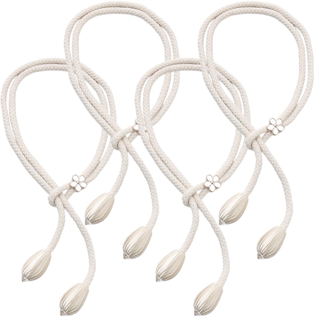 IMPERATORIS® Gordijnhouders - Gordijnclips - Decoratieve Touwen - Geen Boren Nodig - Modern Design - Set van 4 - Beige - 48 cm