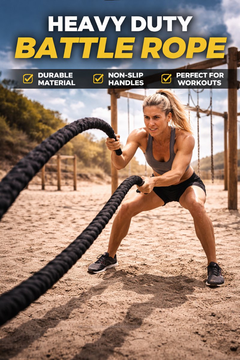 Battle Rope - Fitness Rope Pro - Zwart - 10 m - Ø 38 mm - Incl. Beschermhoes - Zachte grip - Binnen- en buitengebruik - Power Rope - Voor Crossfit, Krachttraining & Conditionering, Workout - Battle Rope 10 meter - Fitness Rope - Battle Ropes