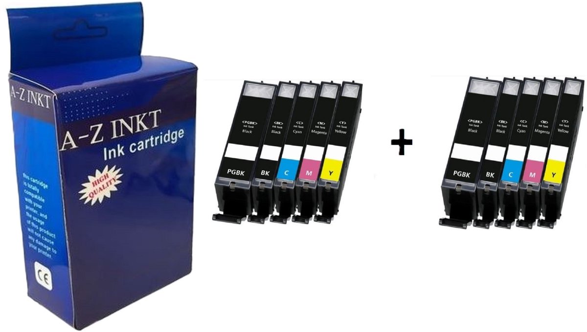 AtotZinkt huismerk XL cartridges voor Canon PGI-525xl / CLI-526xl, 2x multipack van 10 stuks voor Pixma IP4800, IP4850, IP4950, IX6550, MG5150, MG5200, MG5250, MG5300, MG5320, MG5350, MG6150, MG6250, MG8150, MG8250, MG715, MX715, MX884, MX885, MX895