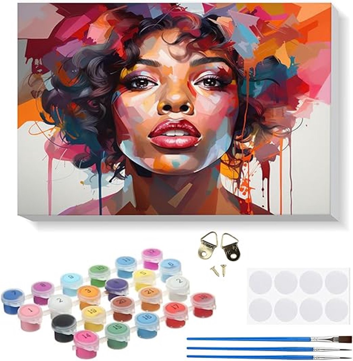Mooie Vrouw Verf op Nummers voor Volwassenen - Canvas Olieverfschilderij Kits, Craft Art Schilderen met Houten Frame Kit Acryl Pigment Tekening Lakwerk voor Gift Thuis 20x30cm