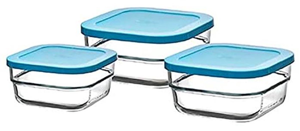 Set van 3 glazen bewaardozen met luchtdichtdeksel en verschillende maten