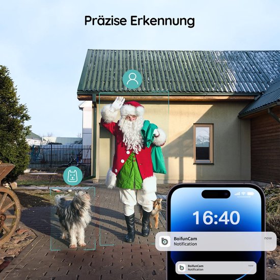 BOIFUN J1 Slimme Video Deurbel met Camera - Deurbelcamera draadloos - 2K-videodeurbel met bel - 2-weg audio - directe waarschuwing - Live videogesprek, 24/7 opname, Mens- en bewegingsdetectie - 2,4G wifi - Geen abonnementskosten van Merkloos — afbeelding 5