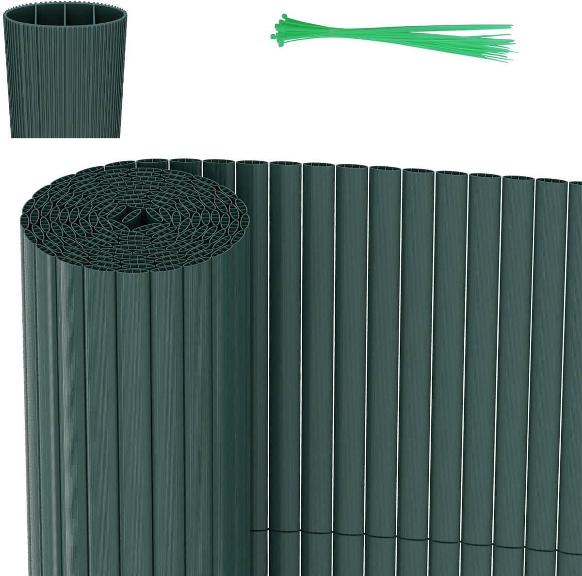 1.6 x 3 m PVC Tuinscherm voor Privacy – Tuinafscheiding & Balkonscherm – Groen