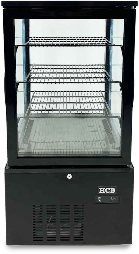 HCB® - Professionele Horeca Gebaksvitrine - 130 liter - zwart - 230V - Koelvitrine - 55x51.5x110 cm (DxBxH) - 59 kg - 8816