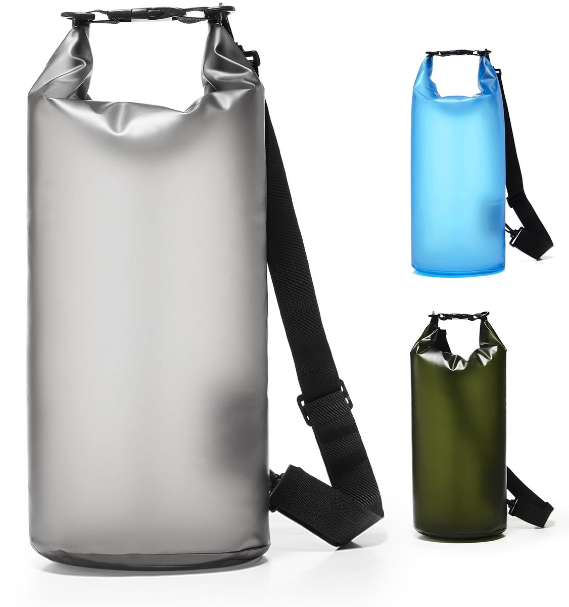 IMPERATORIS® Dry Bag - Waterdichte Tas - Oprolbare Sluiting - Voor Kajakken, Varen en Strand - Drijvende Tas - 5 - 10 Liter - 2 Stuks - grijs