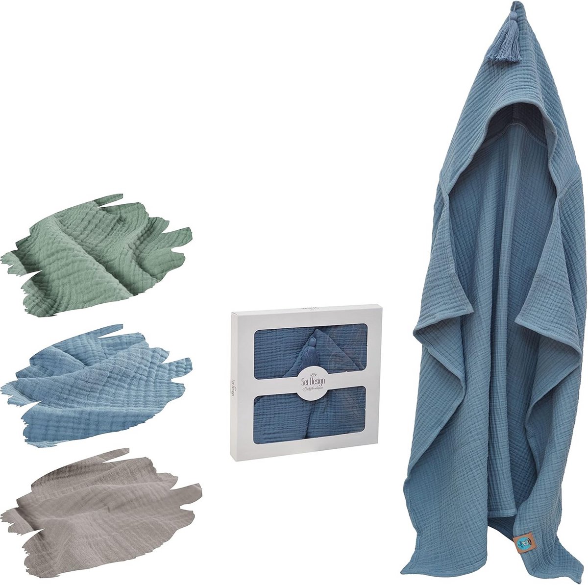 Biologische Badponcho met Capuchon voor Baby's en Kinderen 75x100 cm - Zacht Mousseline Katoen