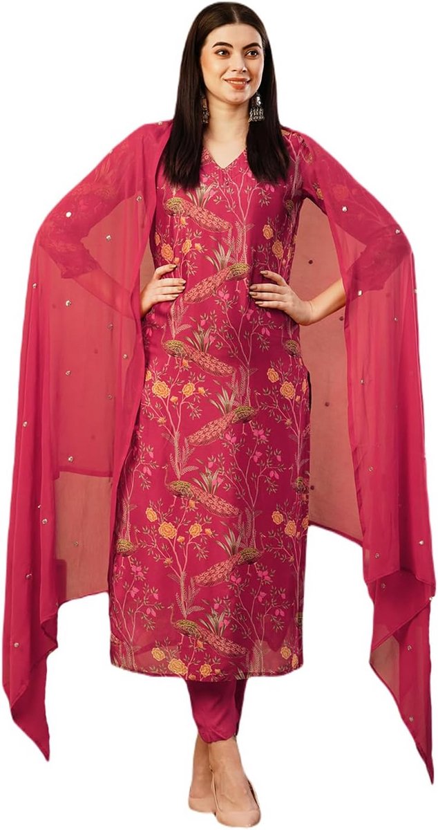 Dames Kurta met Broek en Dupatta Set - Rayon Blend