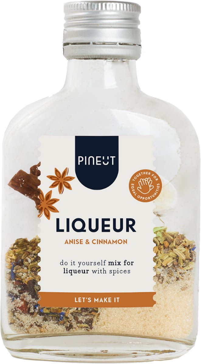 Pineut ® Likeur Anijs & Kaneel Zakflacon - Likeur Anijs - Zakflacon 200 ML - DIY Pakket - Cocktail Maken - Origineel Cadeau - Likeurdrank Jenever of Wodka - Feestelijk & Gezellig Genieten