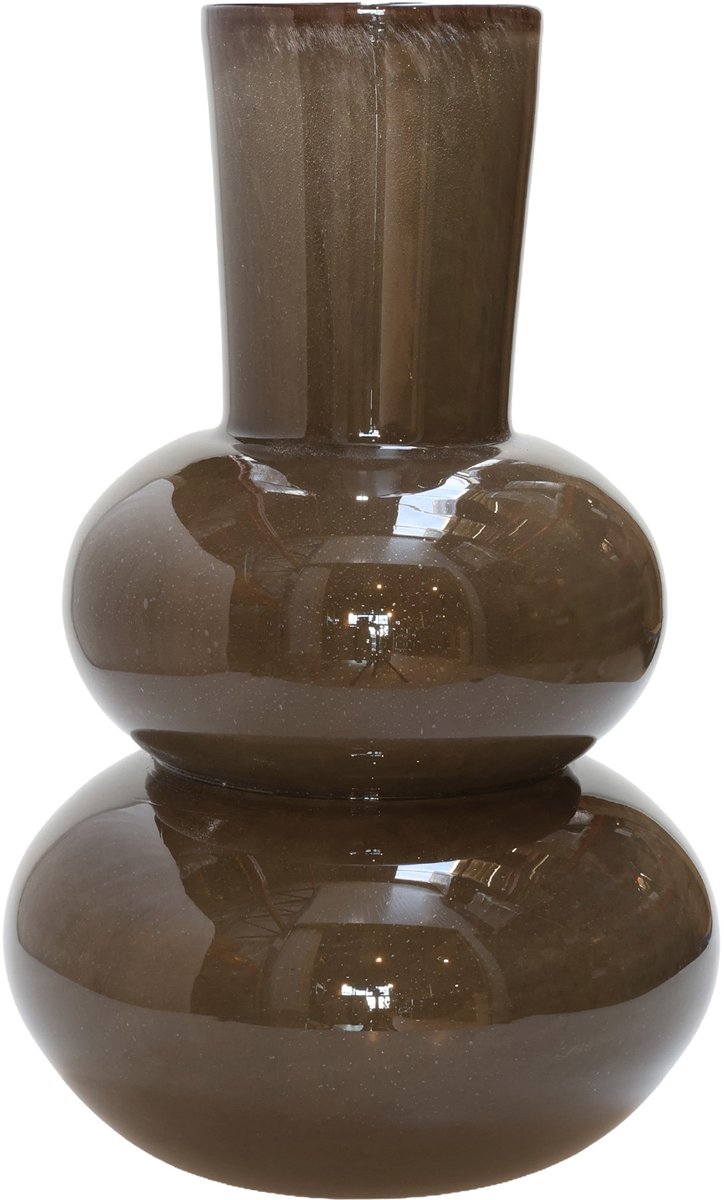 Vase The World Vaas Lindi Elite |Donker Bruin - Dark Brown | Dik Glas | Mondgeblazen glas | Ø22 x H36 cm Dark Brown - Donker Bruin
