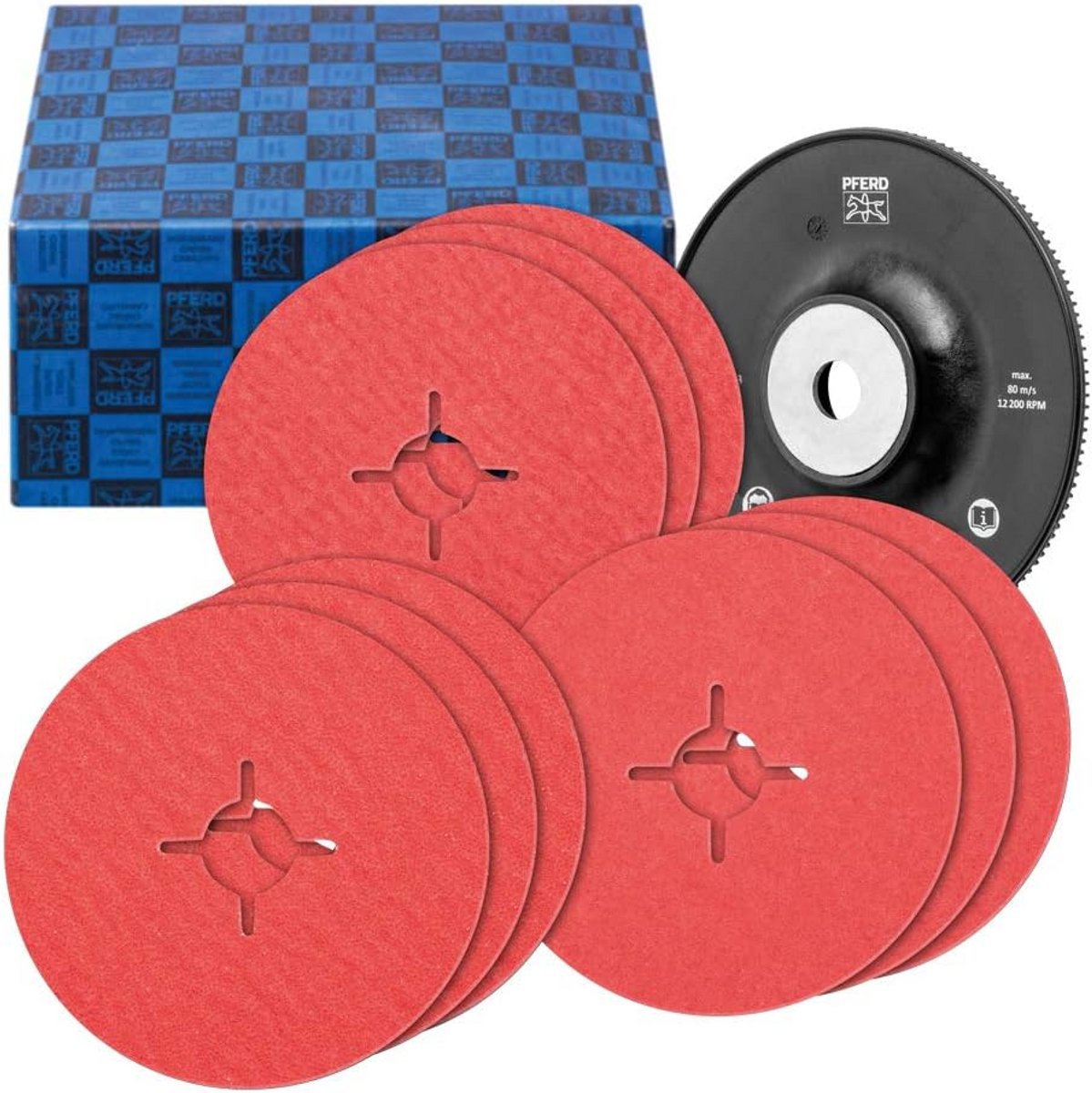Set Glasvezelschijven 125mm Keramisch Ø 10 Stuks met Krachtige Steunschijf
