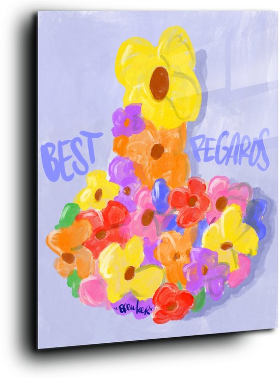 Best regards (f#ck you flowerhand) - Meerdere kleuren - Plexiglas 60 x ...