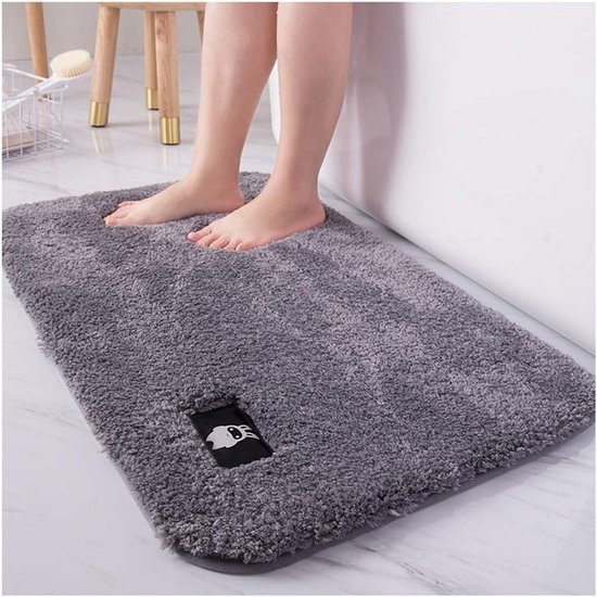 Antislip Badmat Chenille Badkamertapijt Machinewasbaar Waterabsorberend Zacht Grijs
