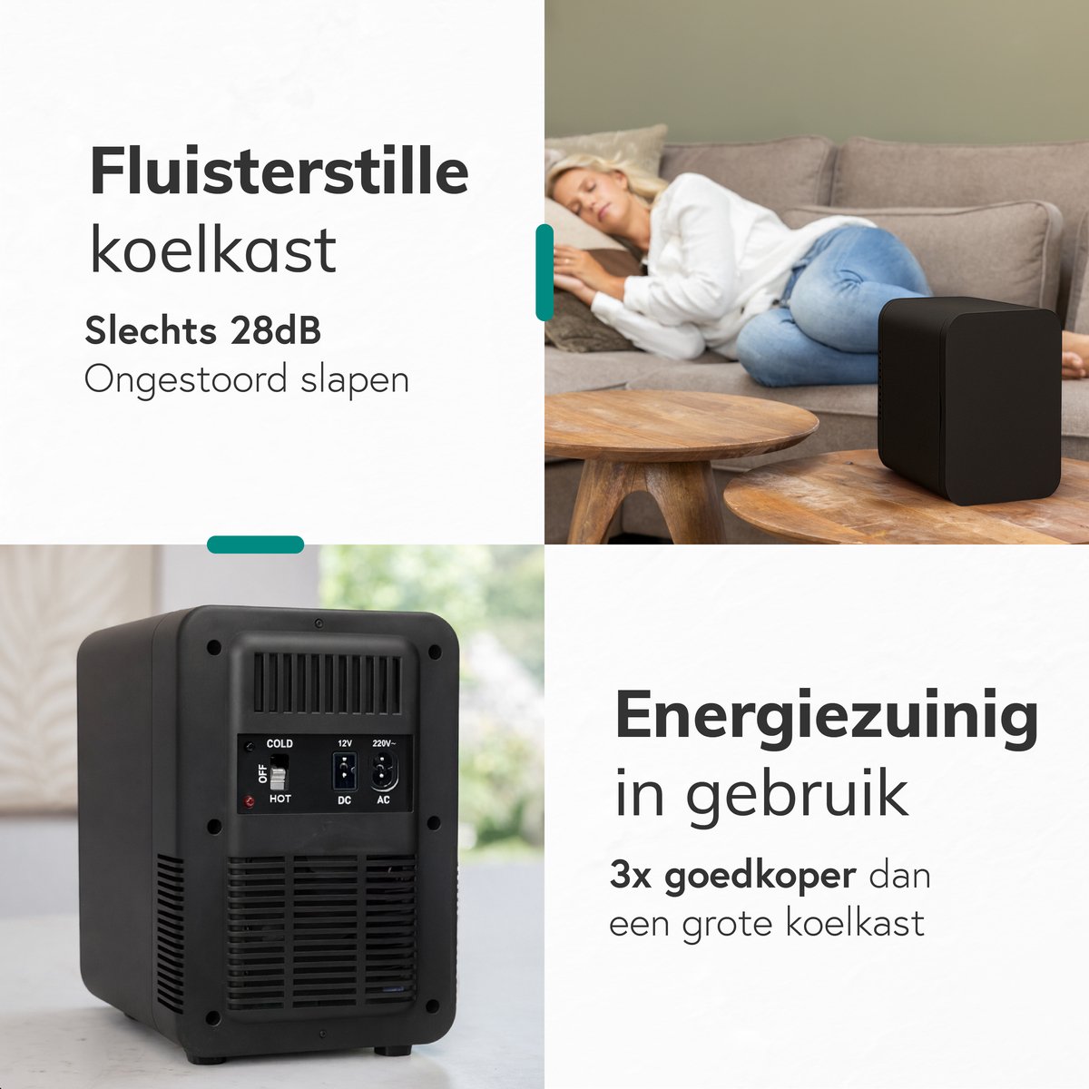 Mini koelkast 5L - Skincare & make-up fridge - Eten & drinken - Organizer - 12V & 230V - Koel & warm - Auto koelkast - Compact - Zwart — afbeelding 6