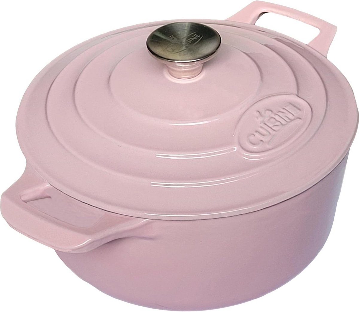 Gietijzeren Koekenpan met Deksel 24 cm - Crèmewit - 3.5 Liter - Emaille