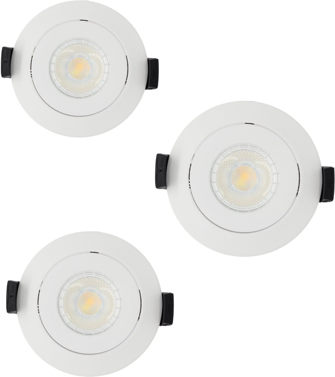 Lichtendirect - LED Inbouwspot Wit– Set van 3– IP44 – Dimbaar – Kantelbaar – CCT - inbouwspot badkamer