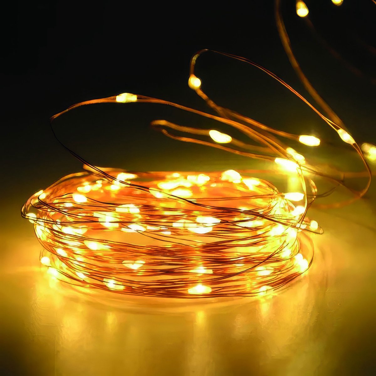 LED Lichtsnoer MicroLED – Warm Wit – 10 M Lichtketting Met 100 LEDs – Batterijgevoed Met 2 X AA – Flexibele Dunne Draad – Voor Binnengebruik – Sfeerverlichting [59765]