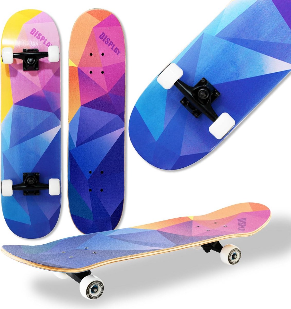 Compleet Skateboard Hout Compleet voor Beginners Jeugd en Volwassenen Dubbele Kick Concave Multicolor