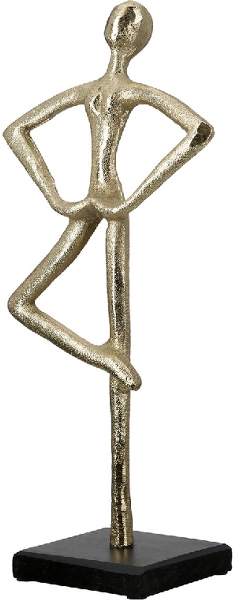 Gilde handwerk Sculptuur - Dansen - Dansend persoon - Aluminium - Goud en Zwart - Decoratief beeld - 17x38x10 cm