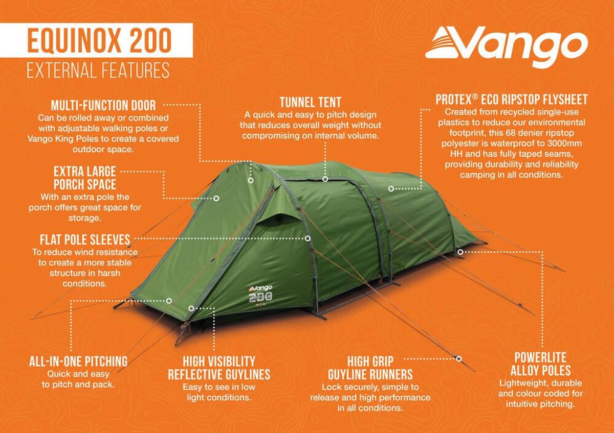Vango Equinox 200 - Forest Green - Tunneltent - Lichtgewicht