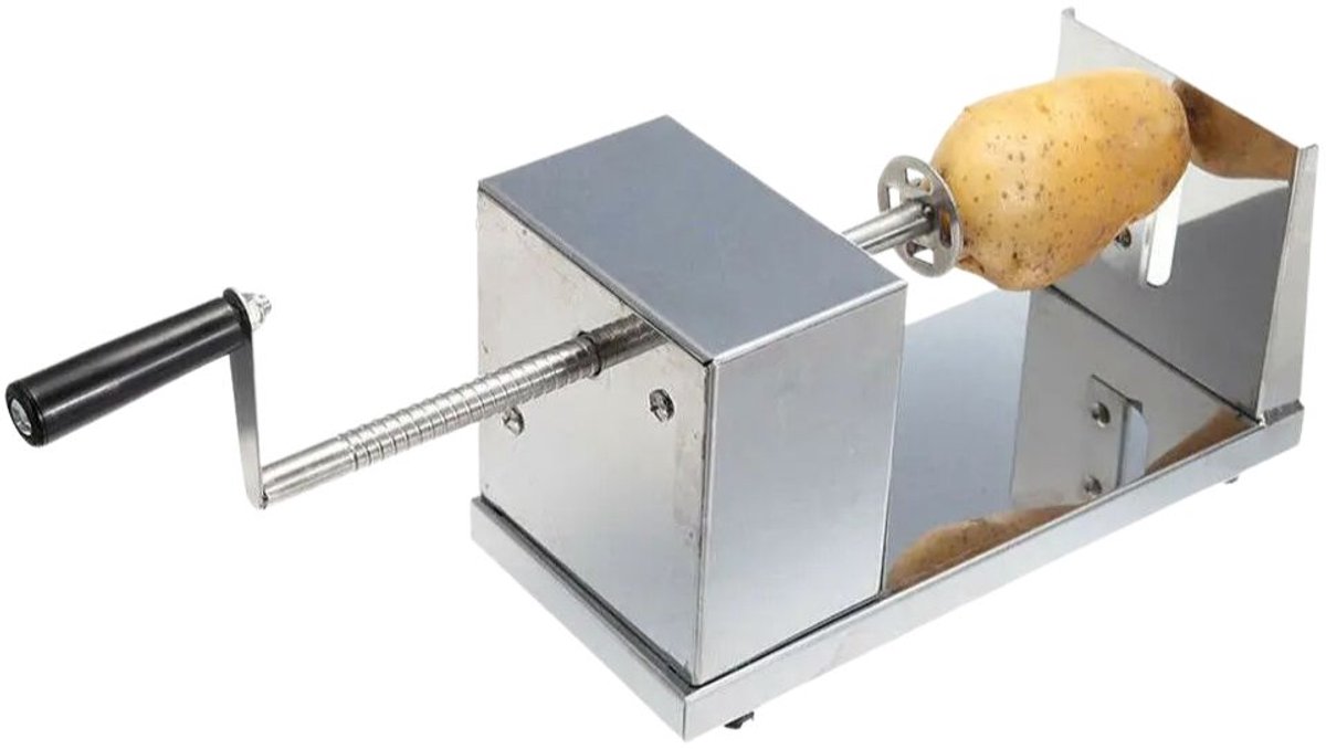 DoneMore® - spiraal aardappelsnijder - rvs chips maker - handmatig - multifunctioneel - zilverkleurig - 25 x 12 x 14 cm - 1 kg