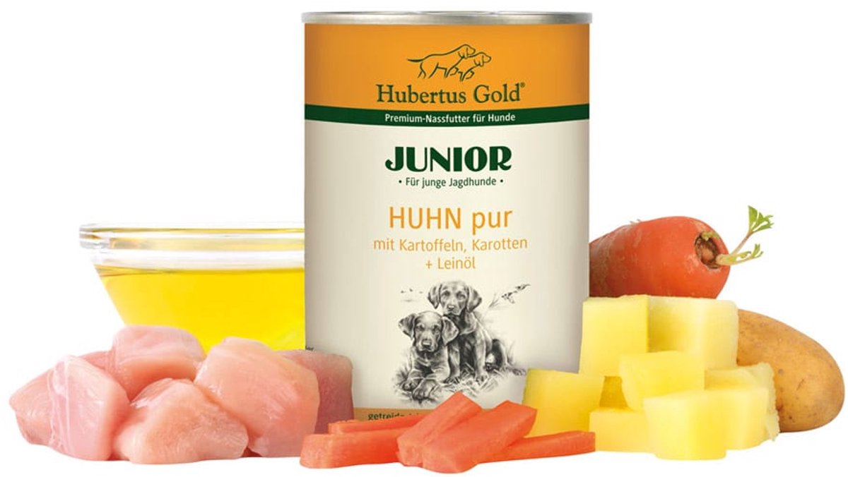 Hubertus Gold Junior Kip Puur met Aardappel en Wortel - 6 x 400 gram