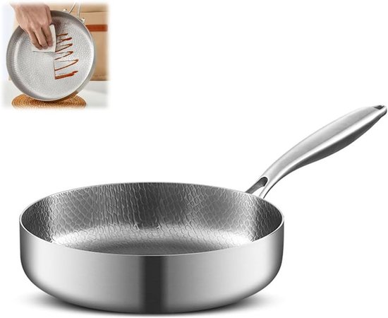 Titanium Gehamerde Pan Pro Met Deksel, Non Stick Zelfs Verwarmen Duurzame Kras Non Stick Voor Koken