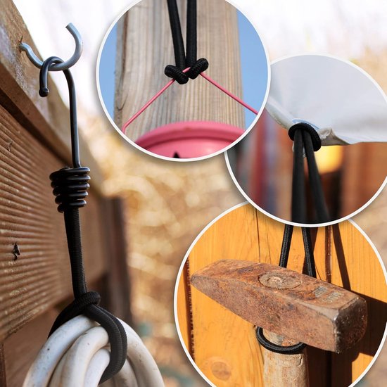 10 Stuks Products Spanelastiek met haak - Zeilspanner - Tentspanner - professionele expanderhaken - Spanrubbers - voor dekzeilen, paviljoenen, tenten, netten, expanderlussen — afbeelding 4