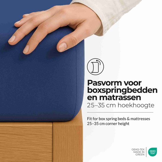 Hoeslaken etérea Extra Jersey 240x220 cm - Oekotex - 100% coton - jusqu'à 35 cm - Blauw