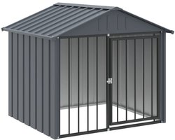Hondenhok | Hondenhuis met dak 117x103x102 cm gegalvaniseerd staal zwart