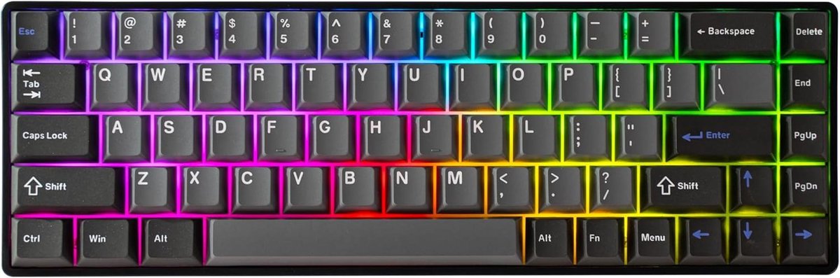 Mechanisch Gaming Toetsenbord 65% - Magneetschakelaars 68 Toetsen - RGB Verlichting - PBT Keycaps - Compact Minitoetsenbord - Anti-Ghosting - Kabelgebonden - zwart