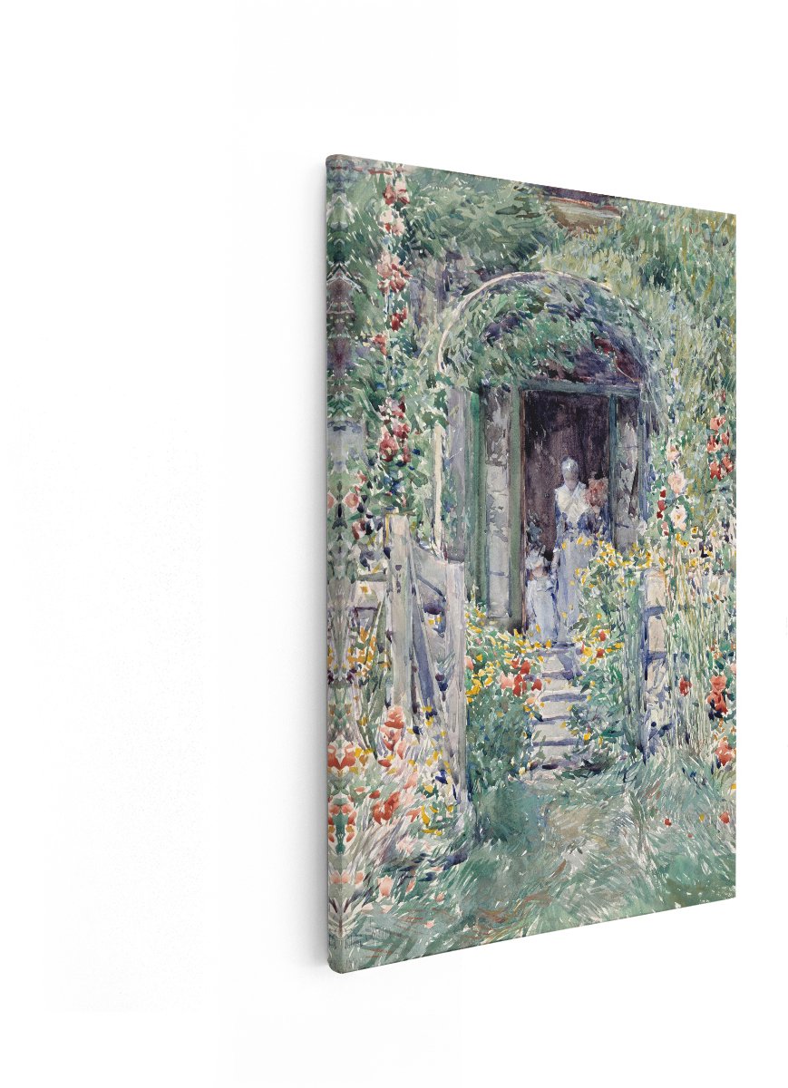 Artaza Canvas Schilderij Vrouw in Tuin - 20x30 cm - Wanddecoratie Bloemen - Muurdecoratie 