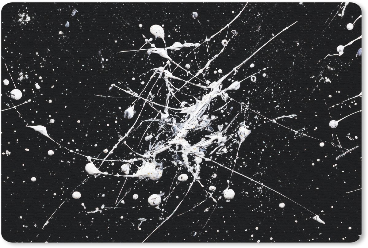 Muismat 27x18 cm - Mousepad Verfspatten - Wit - Abstract - Explosie - Muismatten