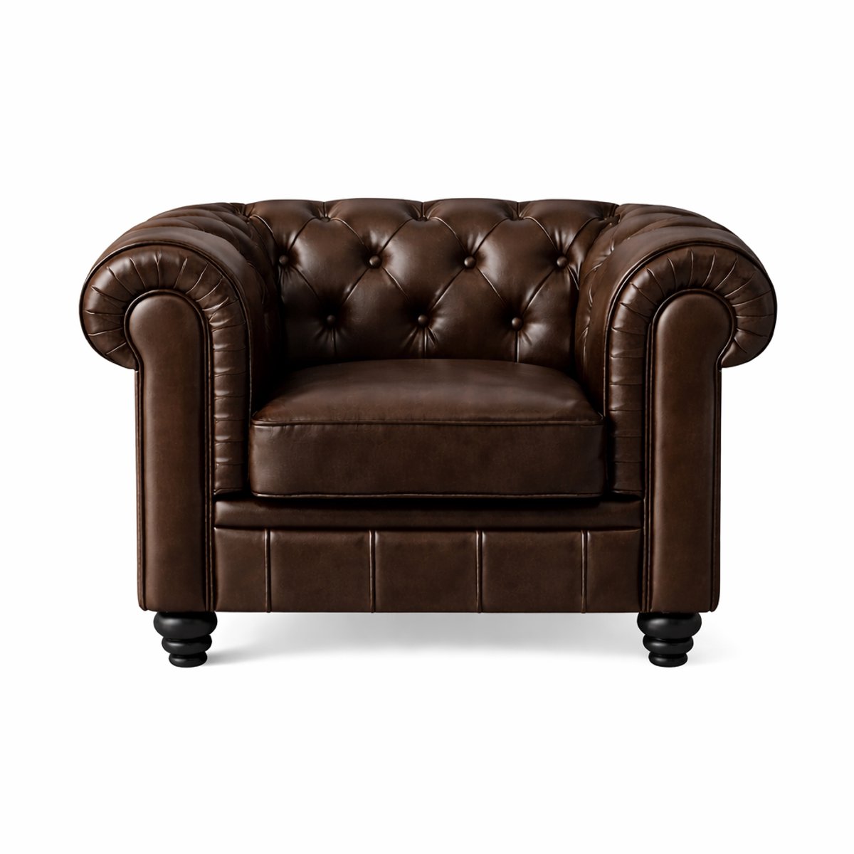 Meubeldistrict Chesterfield Bank 1-Zits - Mokka Bruin - Leer - Bank - Sofa - Fauteuil