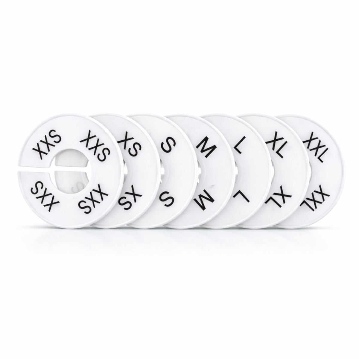 S&D | Maataanduiding Kledingrek - WIT - Maten Ringen - XXS XS S M L XL XXL - Maatringen Kledingwinkel
