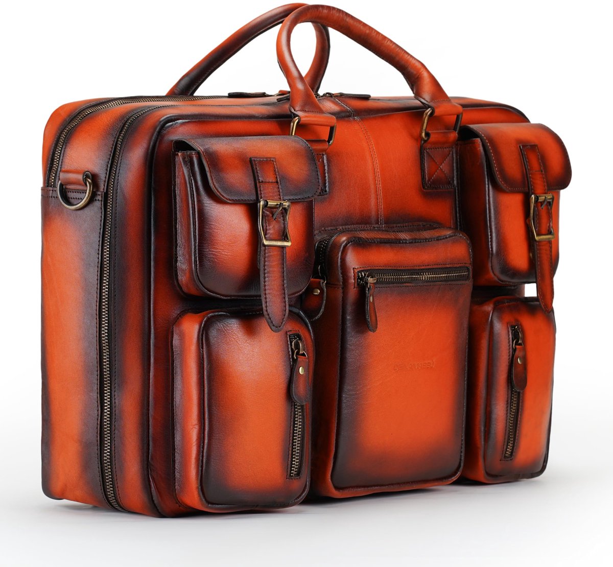DE LAMASSU® (Kasper) XL Leren Business Tas 17 Inch – Echt Rundleer – Extra Ruim – 180° Openklapbaar – Premium Werk- & Reistas Unisex