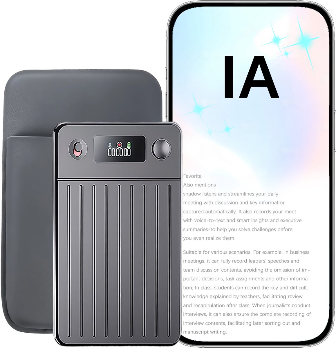 AI Slimme Spraakrecorder met 64GB en Transcriptiefunctie - Product - €69,99
