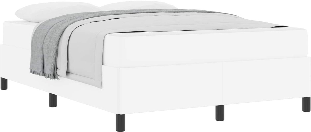 Tweepersoonsbed | Dubbelbed | Volwassenenbed | Bedframe met matras Wit 140 x 200 cm Stof
