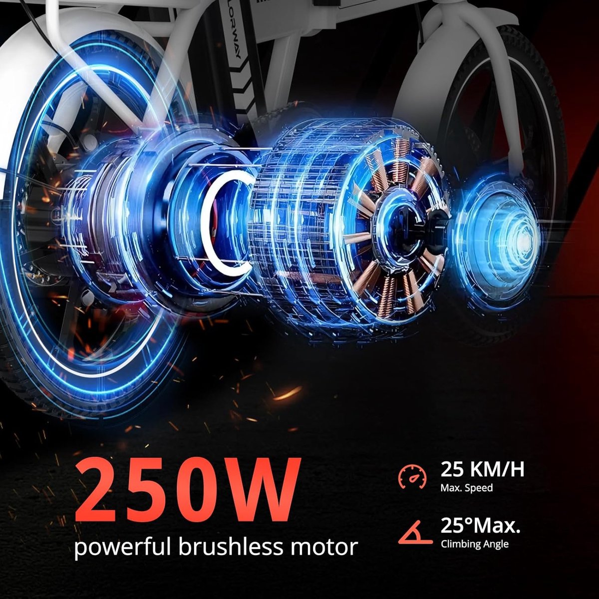 Colorway Elektrische Fiets BK5S - 16 Inch City Commuter EBike met Afneembare 36V 12Ah Lithium Batterij - Opvouwbaar E-Bike met 250W Motor - IP54 Waterproof – foto 7