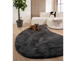 Fluffy vloerkleed organisch - Comfy Plus donkergrijs 150x230