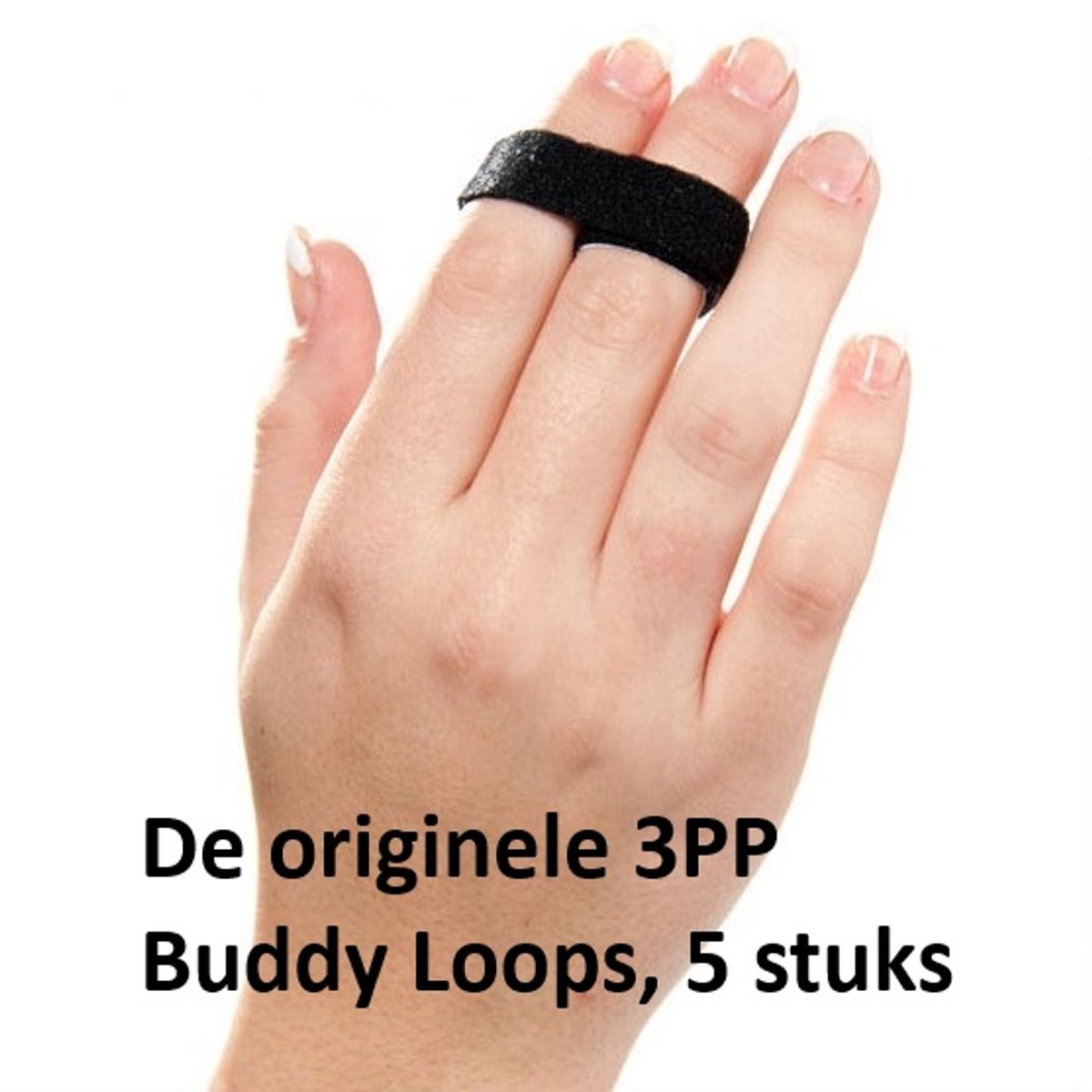 3PP Buddy Loops Vingerspalk - 1,25 cm breed - zwart - 5 stuks - P1005-5