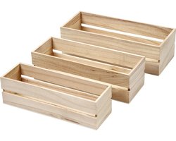 CC Wood Boxes, H: 6,5+7+7,5 cm, L: 22+23,5+25 cm, W: 7+8,5+10 cm, 3 pc/ 1 set