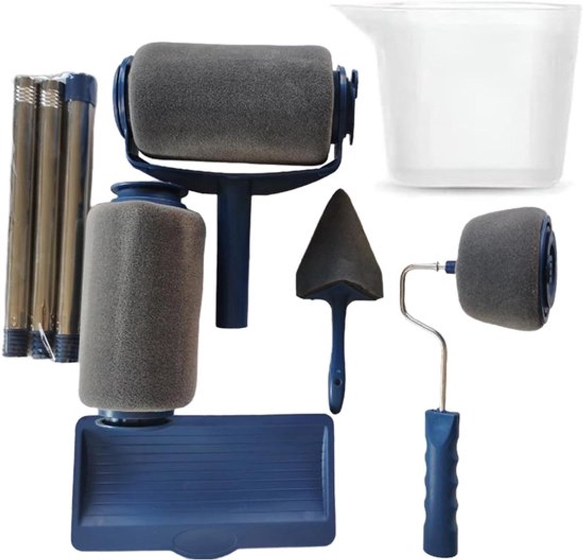 Verfrollerset 9 stuks voor niet druipende, navulbare en vulbare verfroller - Schilderrol kit voor huis, kantoor en plafondschildering