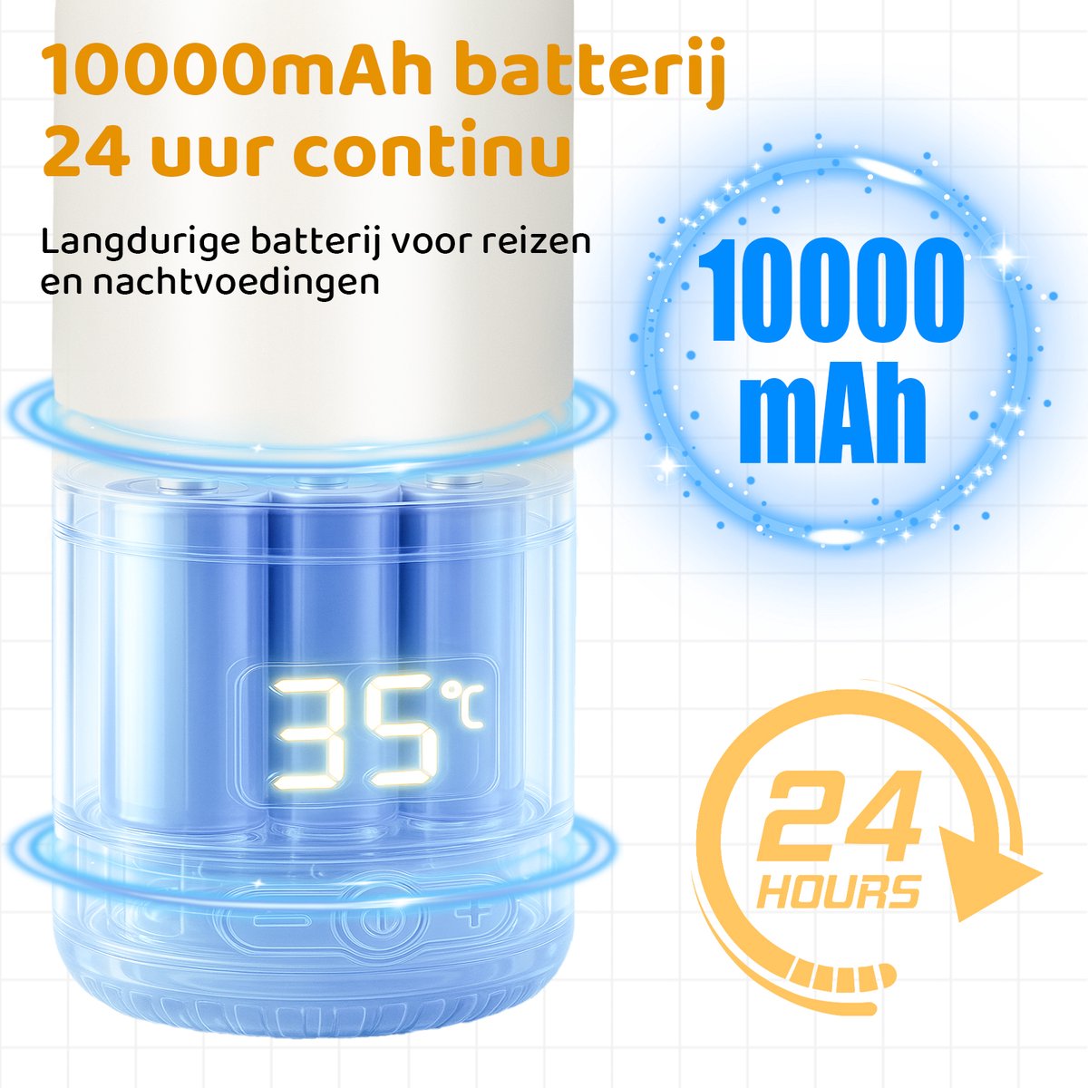 Draagbare Flessenwarmer 500ml - USB-C Accu & Snoerloos