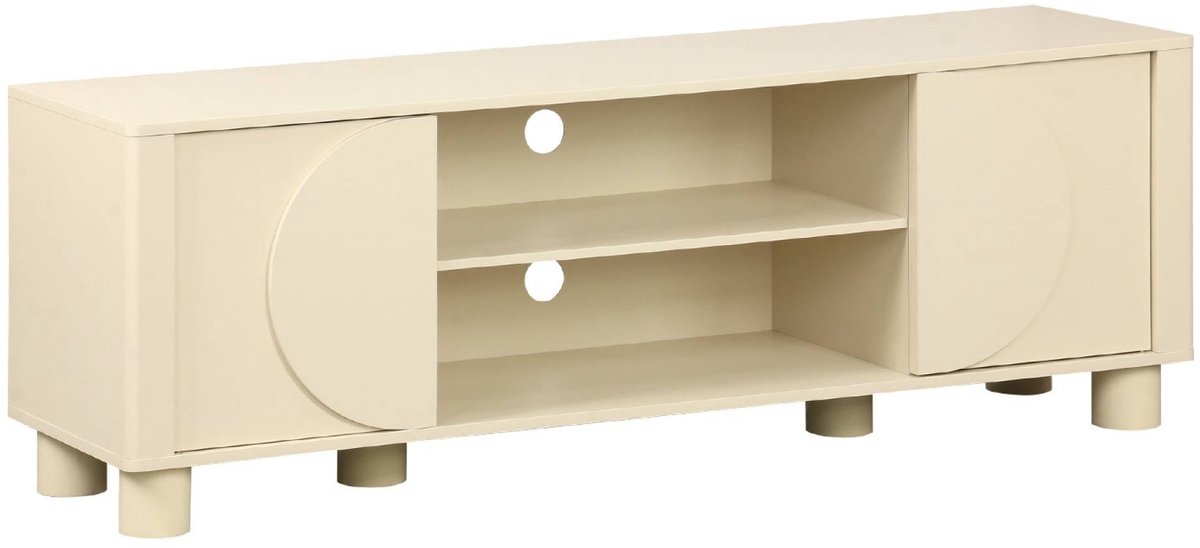 sweeek Tv-meubel met houteffect 2 omkeerbare deuren l155cm - pondi Beige