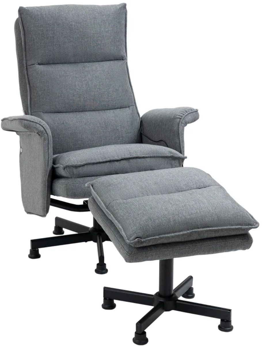 ZYLARO Massagestoel met Voetenbank - Relaxfauteuil - 8 Massagepunten - met Afstandsbediening - Verstelbare Rugleuning - tot 120 kg - Relaxstoel - TV Stoel - Loungestoel - Grijs