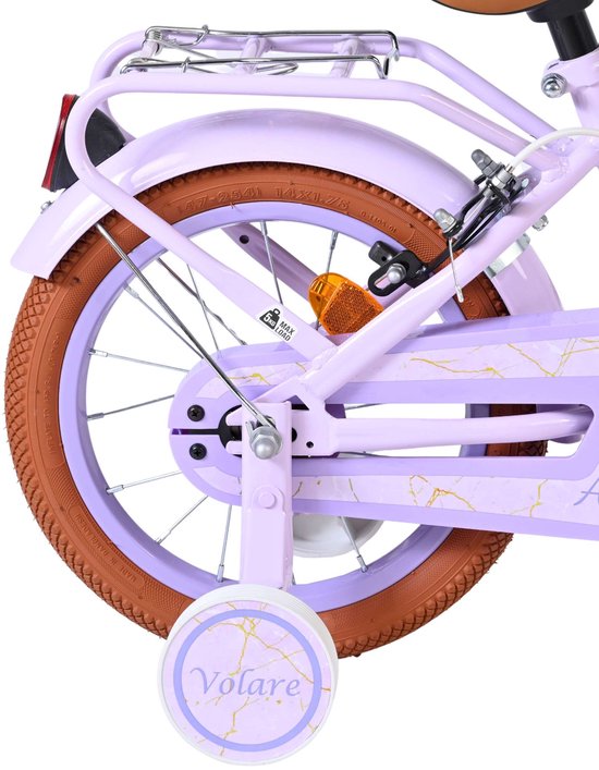Volare Ashley Kinderfiets - Meisjes - 14 inch - Lila - Twee Handremmen van Volare — afbeelding 3