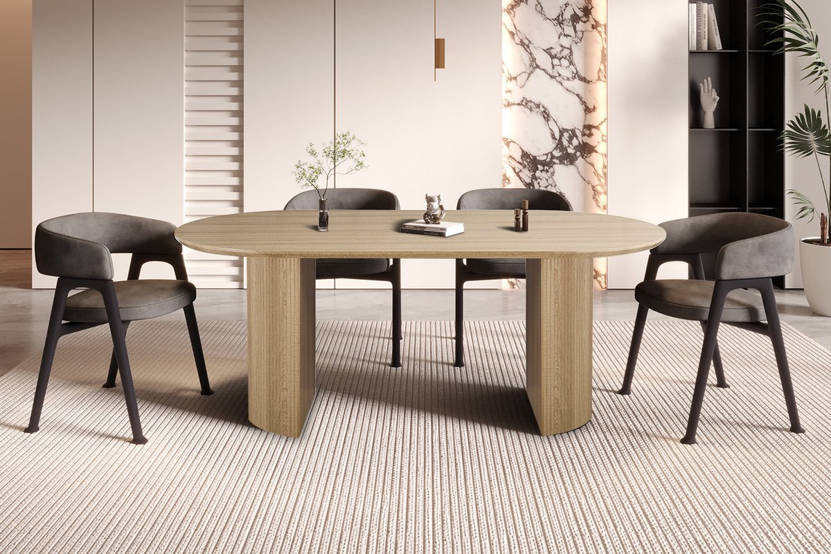 Rousseau Ovale Eettafel Lagos - 200x100x76cm - Eikdecor Bruin Eik