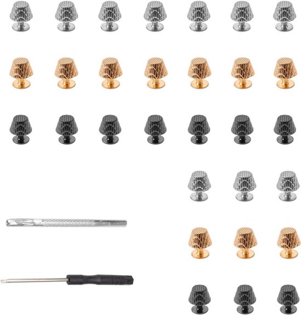Zakvoeten van 10 mm Zinklegering in 3 Kleuren met Schroevendraaier - Set van 30 Stuks