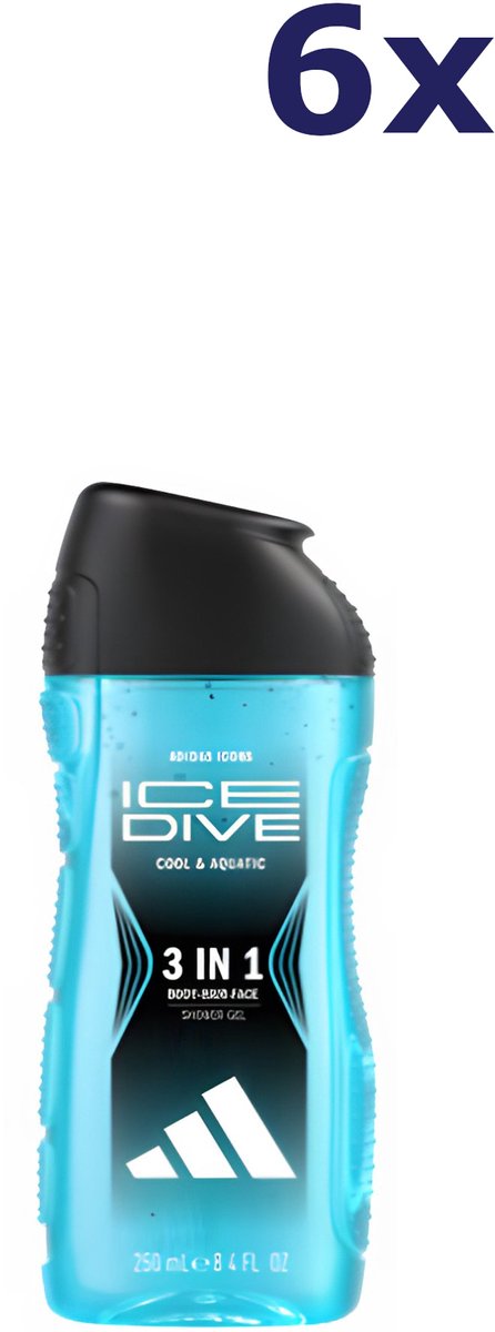 Adidas Ice dive 3in1 Douchegel - 6 x 250 ml - Voordeelverpakking